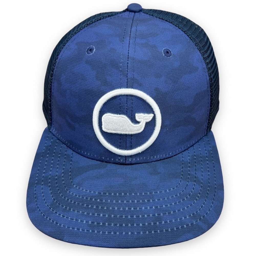 Vineyard Vines Hat Adult One Size SnapBack Blue Camo Whale Dot Trucker Cap